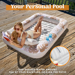 Large 70x46 Inch Oatmeal White Suntan Tub Pool Float