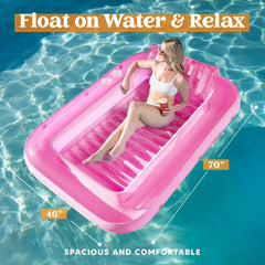 70in x 46in Large Pink Sun Tan Tub Pool Float
