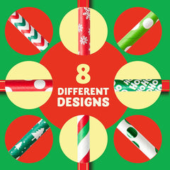200 Pcs Christmas Paper Straws