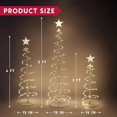 3-Pack Lighted Spiral Christmas Tree Set