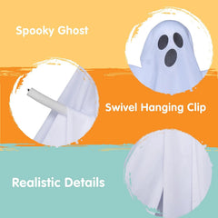 2 Pack 27.5" Halloween Hanging Ghosts Outdoor Decoration