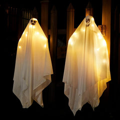2 Pack Light-Up Hanging White Ghosts 35.4in