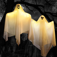 2 Pack Light-Up Hanging White Ghosts 35.4in