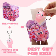 24Pcs Kids Valentine's Cards with Bulging Eyes in Boxes - Classroom Exchange Gifts