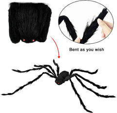 3-Pack Realistic Hairy Halloween Spiders