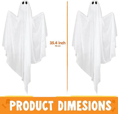 2 Pcs 35.4” Halloween Hanging Light-Up Ghost with Blue LED Lights