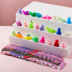 28-Pack Dinosaur Mochi Squishy Toys with Boxes - Valentine's Day Cards for Kids