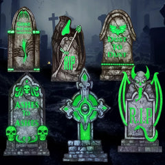 6-Pack 16-Inch Halloween Graveyard Tombstones, Glow in the Dark