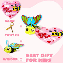 28-Pack Wind-Up Toys with Valentine's Day Cards for Kids' Party Favors