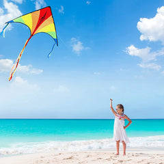 3-Pack Big Delta Kite Set (Green, Blue & Rainbow) with 262.5ft Kite String
