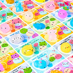 36-Pack Valentine's Day Gift Cards with Glitter Mochi Squishy Toys