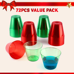 72 PCS Disposable 9 oz Christmas Clear Plastic Party Cups
