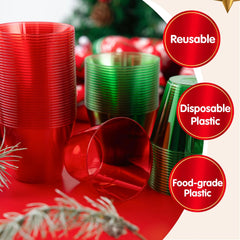 72 PCS Disposable 9 oz Christmas Clear Plastic Party Cups