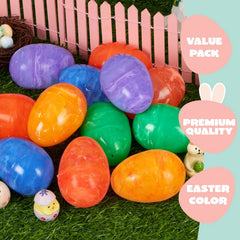 72 Pcs 3.15" Iridescent Plastic Easter Eggs for Hunt & Party
