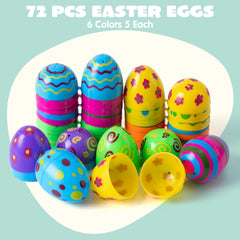 72 Colorful Plastic Easter Eggs (3.15 in) for Easter Egg Hunt