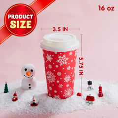 72-Pack 16 oz Christmas Disposable Paper Cups, 6 Festive Designs