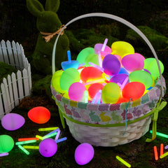 72 Glow-in-the-Dark Easter Eggs with Mini Glow Sticks for Kids Party Favors