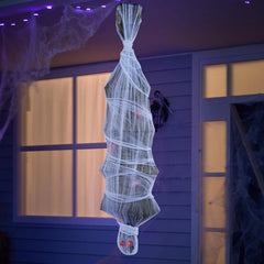 72in Halloween Hanging Animated Cocoon Corpse with Animatronic Sound and Light-up Eyes