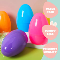 6-Pack 8-Inch Jumbo Plastic Easter Egg Shells, Fillable for Easter Egg Hunt