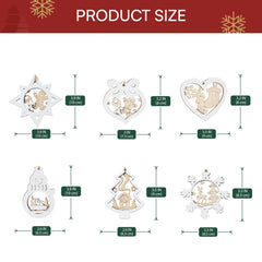 24 Pcs Christmas Wooden Carved Hanging Ornaments for Holiday Decor