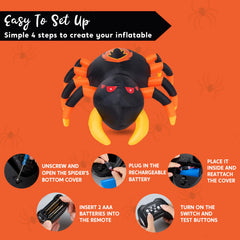 4FT Halloween Inflatable Spider with Remote Control