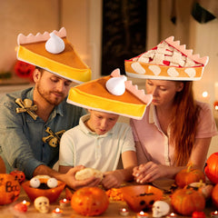 2 PCS Thanksgiving Decorative Plush Pumpkin & Apple Pie Hats