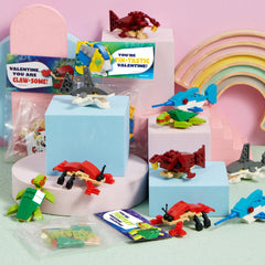24 Pack Valentine's Day Cards with Sea Animal Building Blocks for Gifts and Party Favors