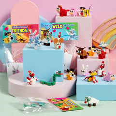 24 Pack Valentine's Day Cards with Animal Building Blocks - Party Favor Toys