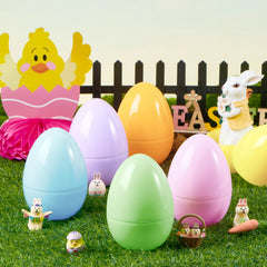 12 Large Pastel Easter Eggs, 6-Inch Jumbo Fillable Plastic Eggs