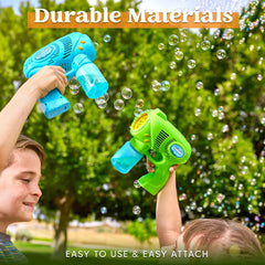 7-Inch Bubble Gun Blower with 2 Bottles of 5 oz Bubble Refill Solution (2 Pack)