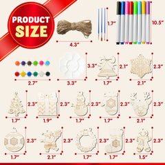 60-Piece Christmas Wooden Hanging Ornaments Craft Kit
