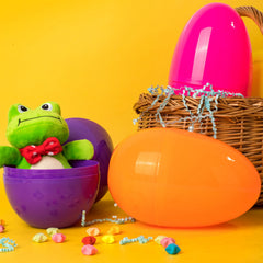 6-Pack 7-Inch Jumbo Colorful Plastic Easter Egg Shells for Easter Egg Hunt