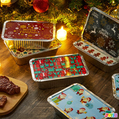 36-Pack Christmas Foil Containers with Lids