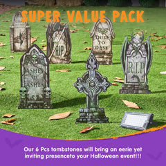 Glow-in-the-Dark Halloween Tombstones for Outdoor Graveyard Decor