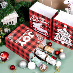 18 Pack Christmas White Kraft Bags with Handles