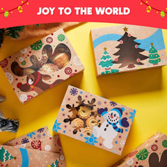 36 Foiled Kraft Christmas Cookie Boxes with Window, 8.5 x 5.75 x 2.75 Inches