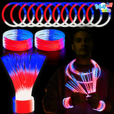 JOYIN 144 Pcs 4th of July Glow Sticks Bulk - Red, White & Blue 3-in-1 Glow in the Dark Sticks, Light-Up Bracelets & Necklaces for Kids & Adults, Memorial Day & Independence Day Party Favors