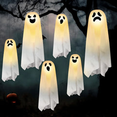 6-Pack Hanging Ghost Halloween Decorations for Outdoor Use