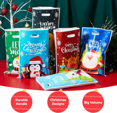72 Pack Christmas Plastic Goodie Bags with Handles