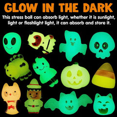 24 Glow-in-the-Dark Halloween Mochi Squishy Toys