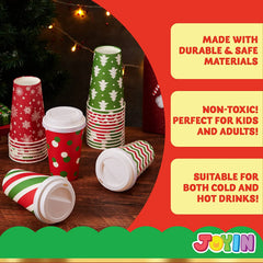 24 Pack 16 oz Christmas Paper Cups with Holiday Design
