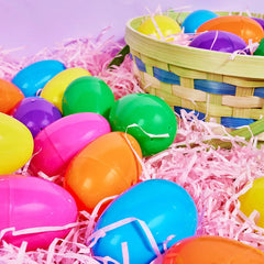 72 Colorful Bright Plastic Easter Egg Shells, 3.15 Inches