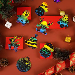 48-Pack Christmas Scratch Art Ornaments