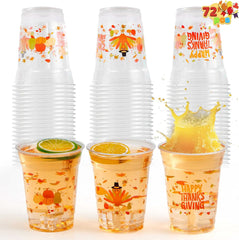 72-Pack Thanksgiving Disposable Plastic Cups