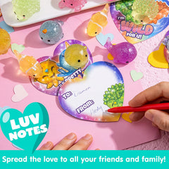 28 Glitter Mochi Squishy Toys with Valentine Cards for Classroom Exchange