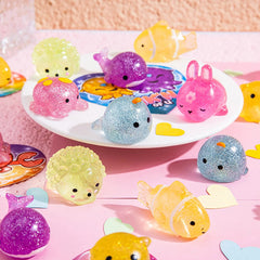 28 Glitter Mochi Squishy Toys with Valentine Cards for Classroom Exchange