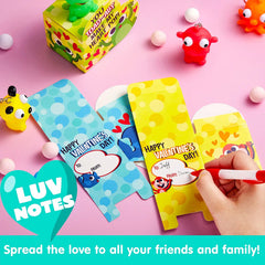 24Pcs Kids Valentine's Cards with Bulging Eyes in Boxes - Classroom Exchange Gifts