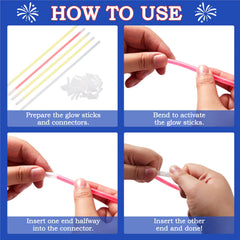JOYIN 324-Piece 4th of July Glow Sticks with Connectors - 8" Red, White & Blue Glow-in-the-Dark Bracelets & Necklaces for Kids & Adults - Patriotic Light-Up Toys for Independence Day Party Favors