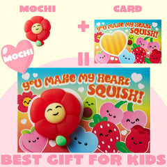 28-Pack Mochi Squishy Toys with Valentine's Day Cards for Classroom Exchange