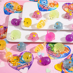28 Glitter Mochi Squishy Toys with Valentine Cards for Classroom Exchange